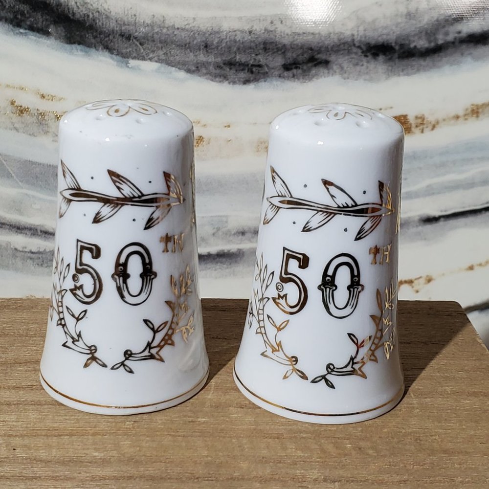 LEFTON 1955 Vintage Salf & Pepper 50th Golden Wedding Anniversary